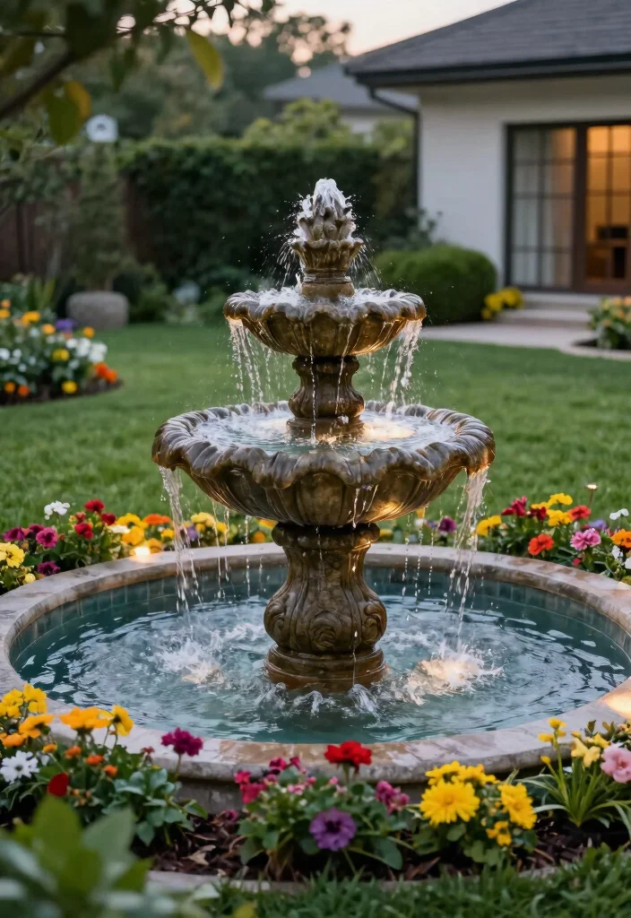 15 Charming Front Yard Hardscape Ideas That Will Make Your Neighbors Green with Envy! - 9. Serene Water Features 1