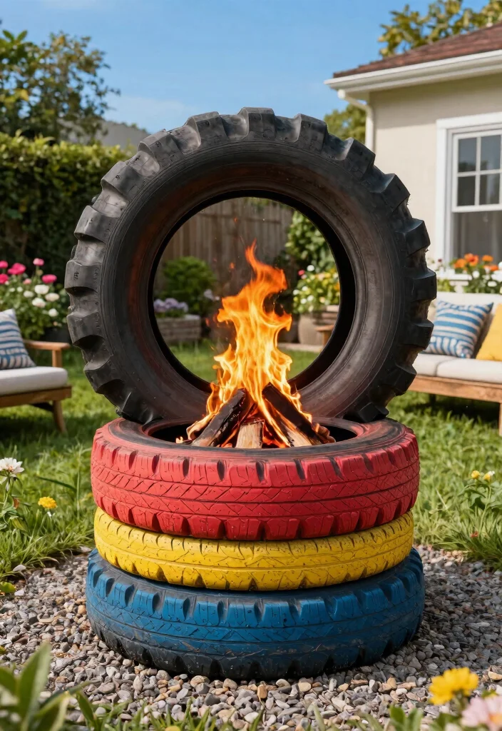 15 Cheap and Simple DIY Fire Pit Ideas That'll Ignite Your Backyard Fun! 9 15 Cheap and Simple DIY Fire Pit Ideas That'll Ignite Your Backyard Fun! - 8. Tire Fire Pit 1