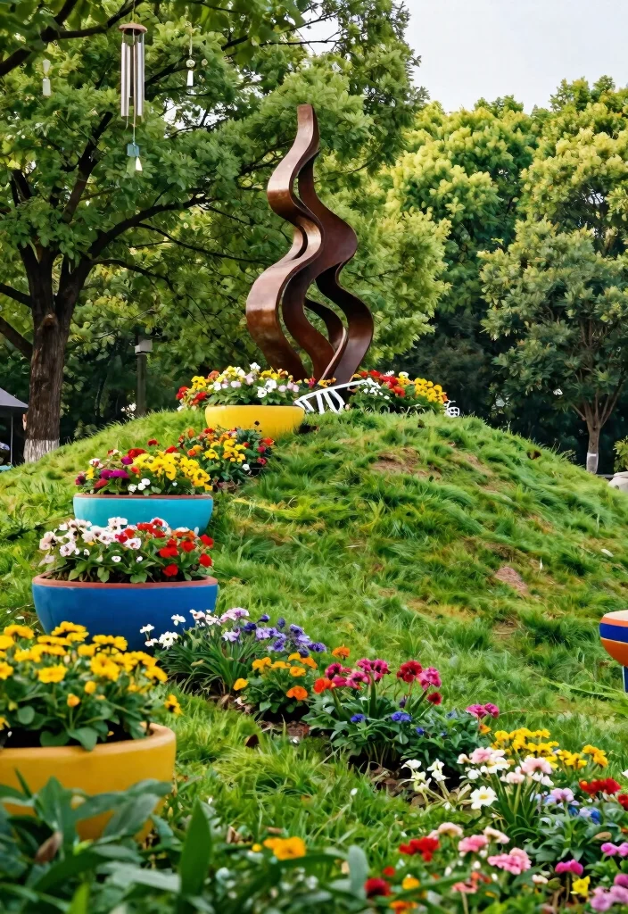 15 Clever Hillside Landscaping Ideas That'll Transform Your Slopes Into a Stunning Oasis! - 8. Artistic Focal Points 1