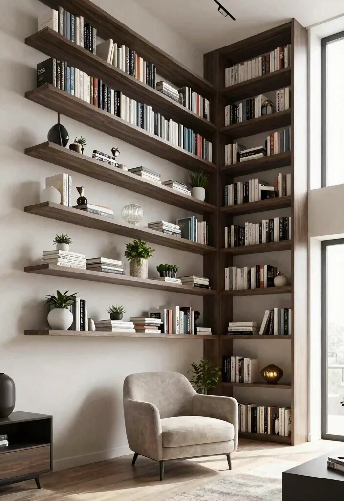 15 Cozy Living Room Library Ideas That'll Make You Want to Curl Up with a Book! 4 15 Cozy Living Room Library Ideas That'll Make You Want to Curl Up with a Book! - 3. Utilize Vertical Space 1