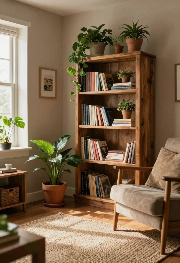 15 Cozy Living Room Library Ideas That'll Make You Want to Curl Up with a Book! 6 15 Cozy Living Room Library Ideas That'll Make You Want to Curl Up with a Book! - 5. Inspired by Nature 1