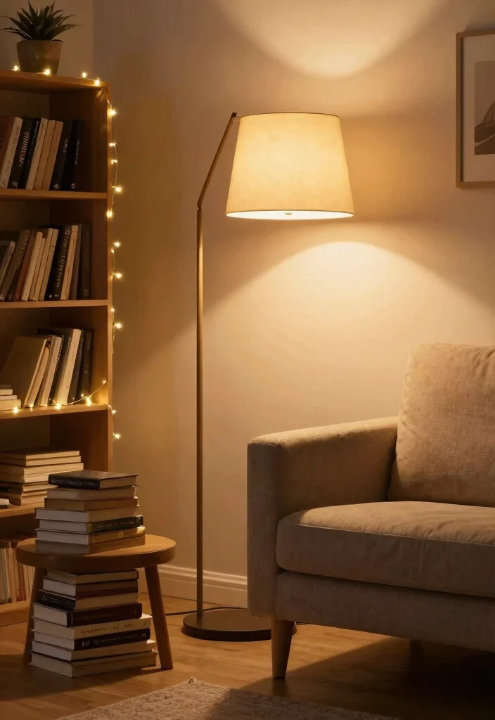 15 Cozy Living Room Library Ideas That'll Make You Want to Curl Up with a Book! 10 15 Cozy Living Room Library Ideas That'll Make You Want to Curl Up with a Book! - 9. Warm Lighting for Ambience 1