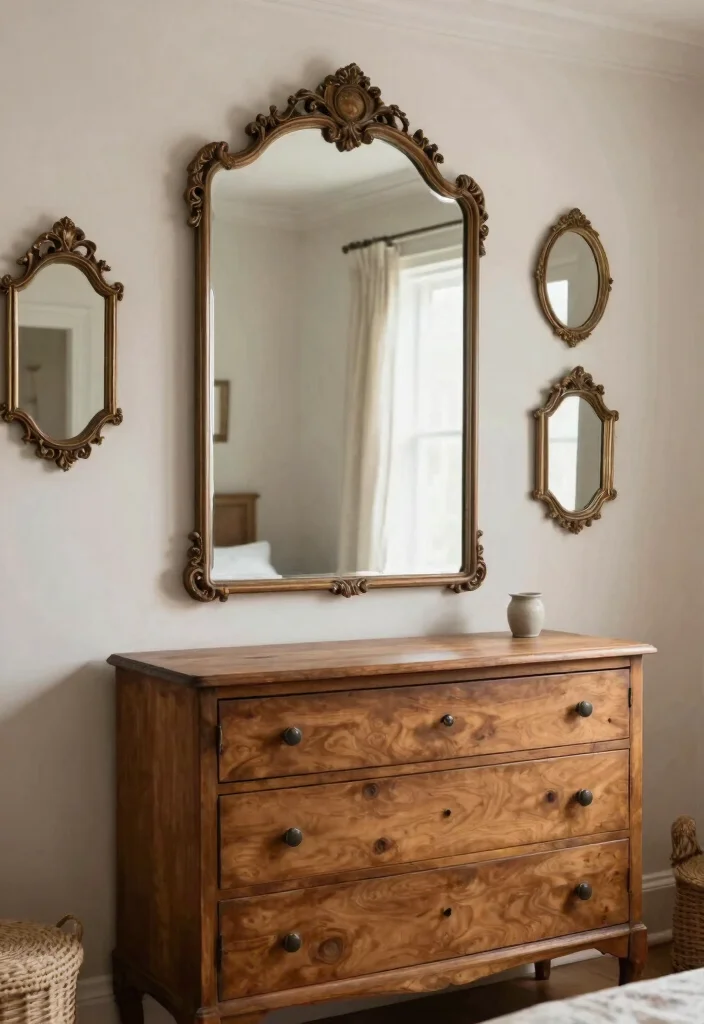 15 Farmhouse Bedroom Ideas That'll Make You Want to Snuggle Up All Day! - 11. Vintage Mirrors 1