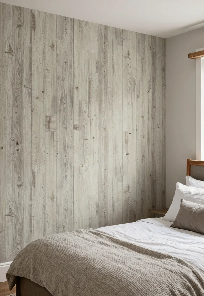 15 Farmhouse Bedroom Ideas That'll Make You Want to Snuggle Up All Day! - 12. Textured Wallpaper 1