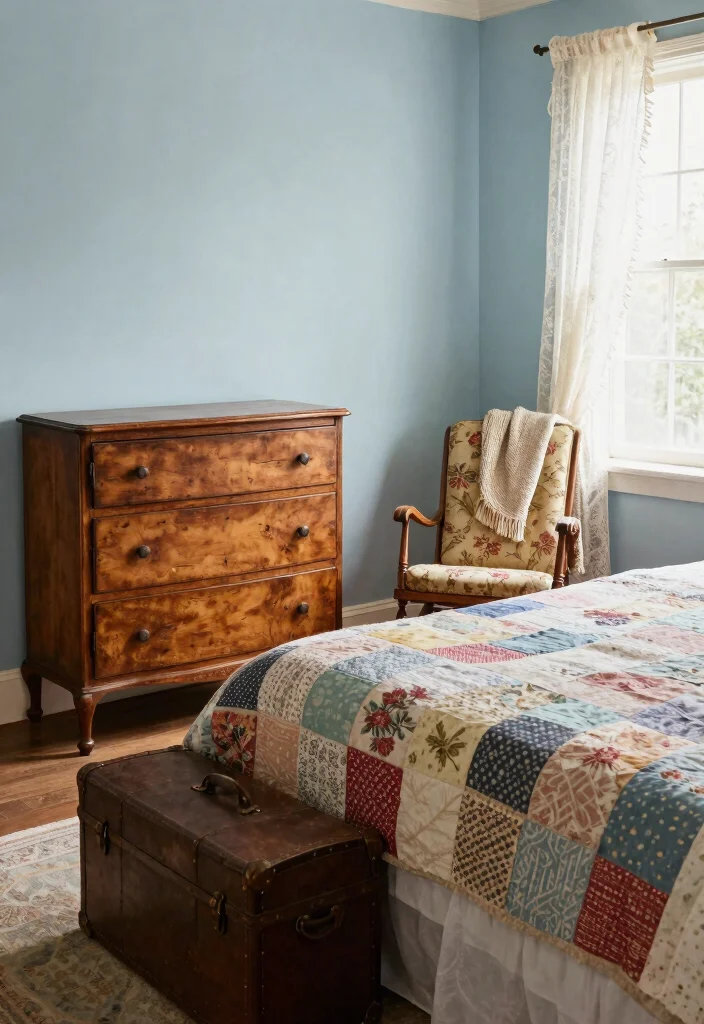 15 Farmhouse Bedroom Ideas That'll Make You Want to Snuggle Up All Day! - 2. Vintage Furniture Finds 1