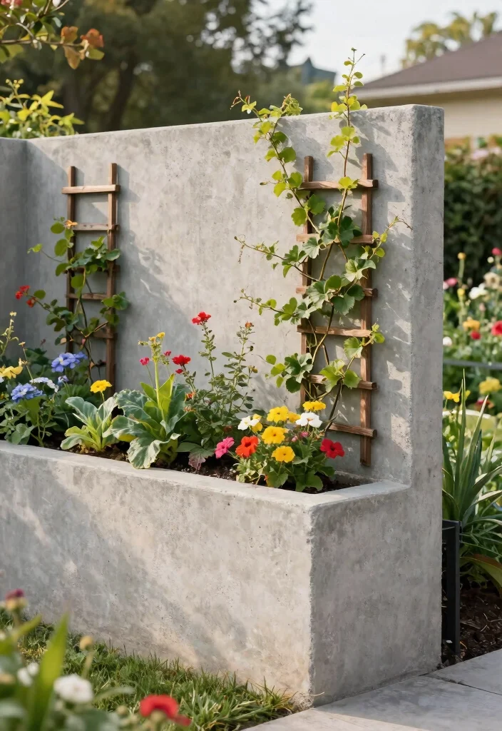 15+ Genius Concrete Fence Wall Designs That'll Make Your Neighbors Green with Envy! - 10. The Garden Partition 1