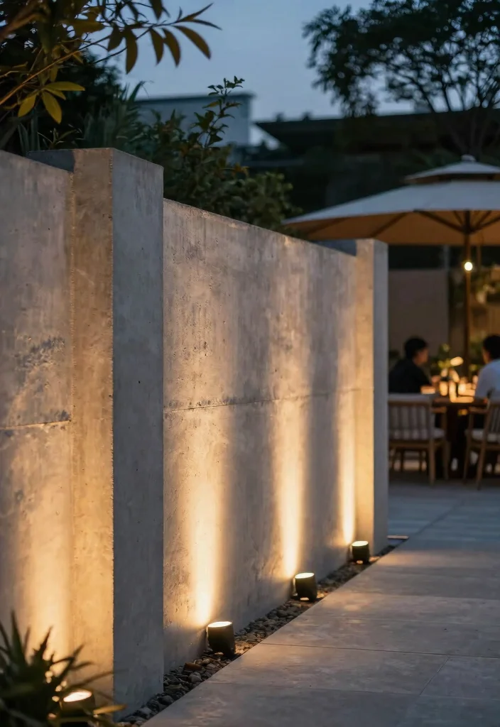 15+ Genius Concrete Fence Wall Designs That'll Make Your Neighbors Green with Envy! - 11. The Light-Up Wall 1