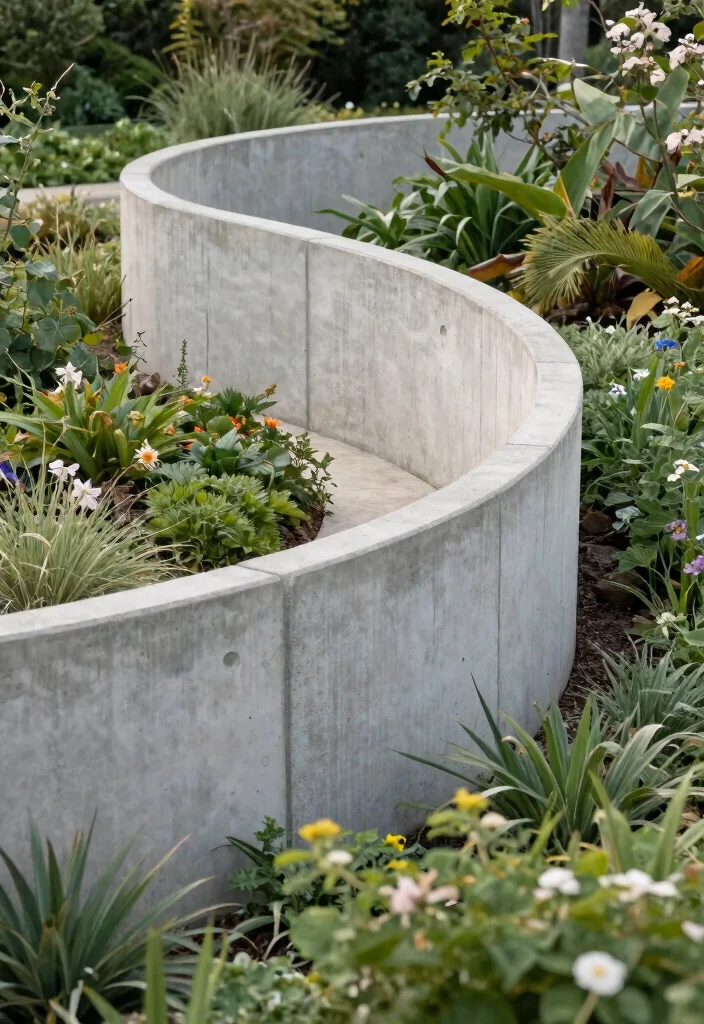15+ Genius Concrete Fence Wall Designs That'll Make Your Neighbors Green with Envy! - 12. The Curved Design 1