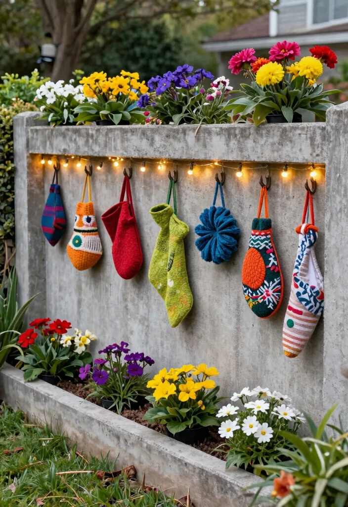 15+ Genius Concrete Fence Wall Designs That'll Make Your Neighbors Green with Envy! - 15. The Seasonal Decor 1