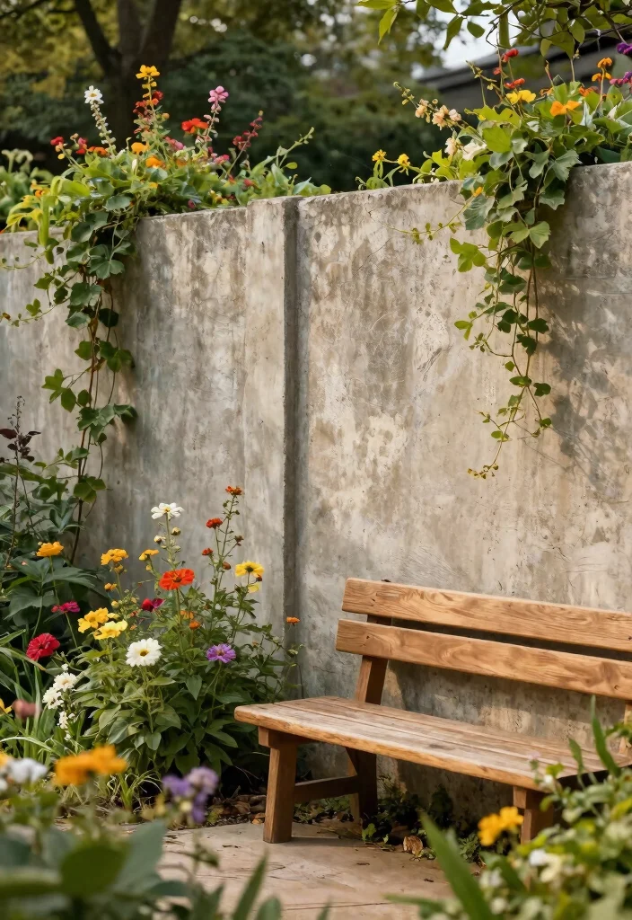 15+ Genius Concrete Fence Wall Designs That'll Make Your Neighbors Green with Envy! - 3. The Rustic Charm 1