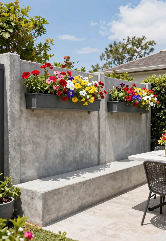 15+ Genius Concrete Fence Wall Designs That'll Make Your Neighbors Green with Envy! - 4. The Dual-Function Design 1
