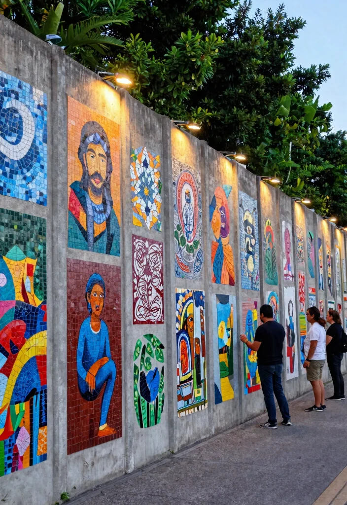 15+ Genius Concrete Fence Wall Designs That'll Make Your Neighbors Green with Envy! - 5. The Artistic Wall 1