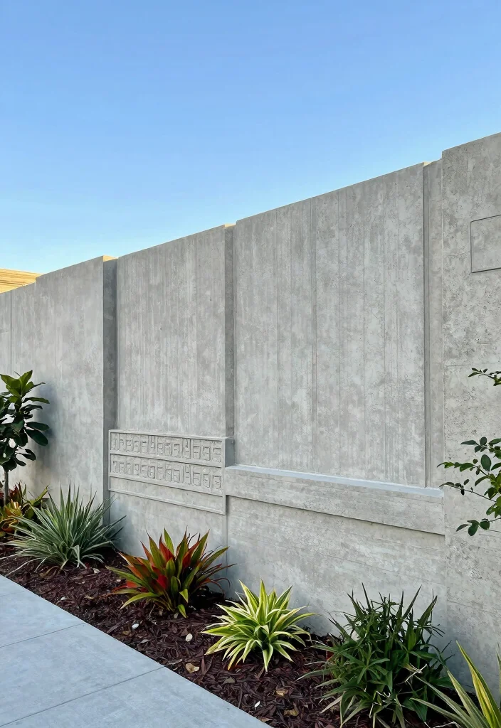 15+ Genius Concrete Fence Wall Designs That'll Make Your Neighbors Green with Envy! - 6. The Layered Look 1