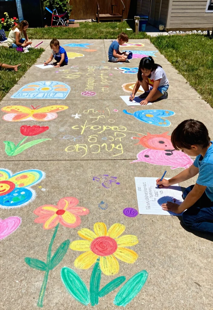 15 Genius Renter Friendly Backyard Ideas That'll Make You Say 'Wow!' - 12. Creative Sidewalk Chalk Art 1