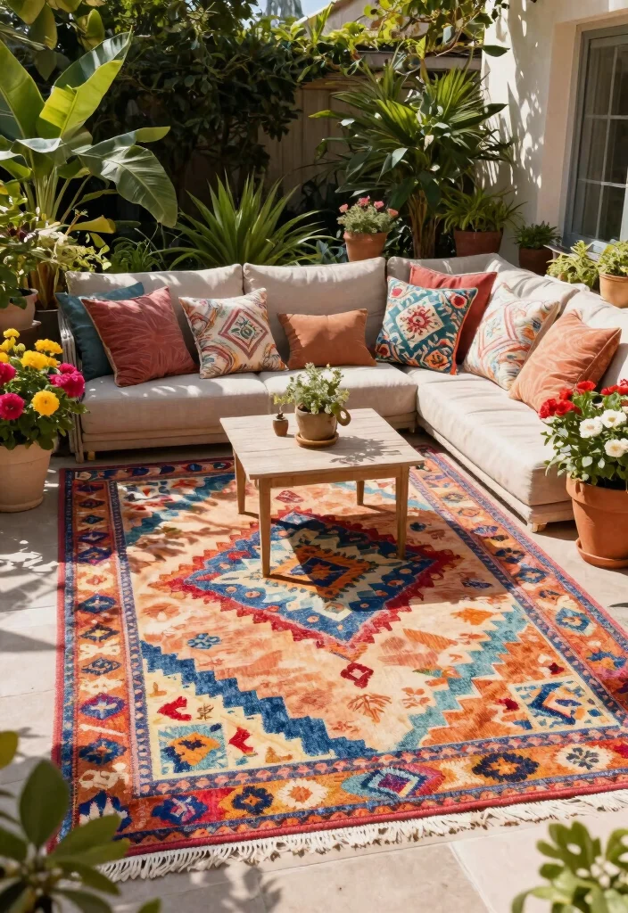 15 Genius Renter Friendly Backyard Ideas That'll Make You Say 'Wow!' - 2. Outdoor Rug for a Cozy Vibe 1