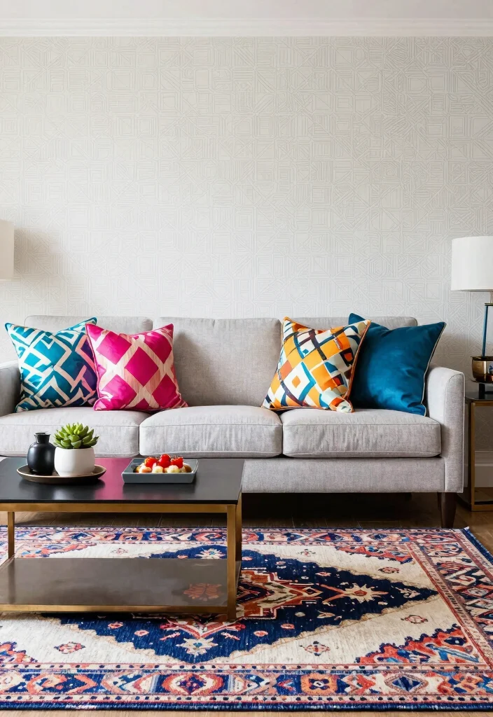 15 Glam Living Room Ideas That Will Transform Your Space Into a Chic Retreat! - 12. Play with Patterns 1