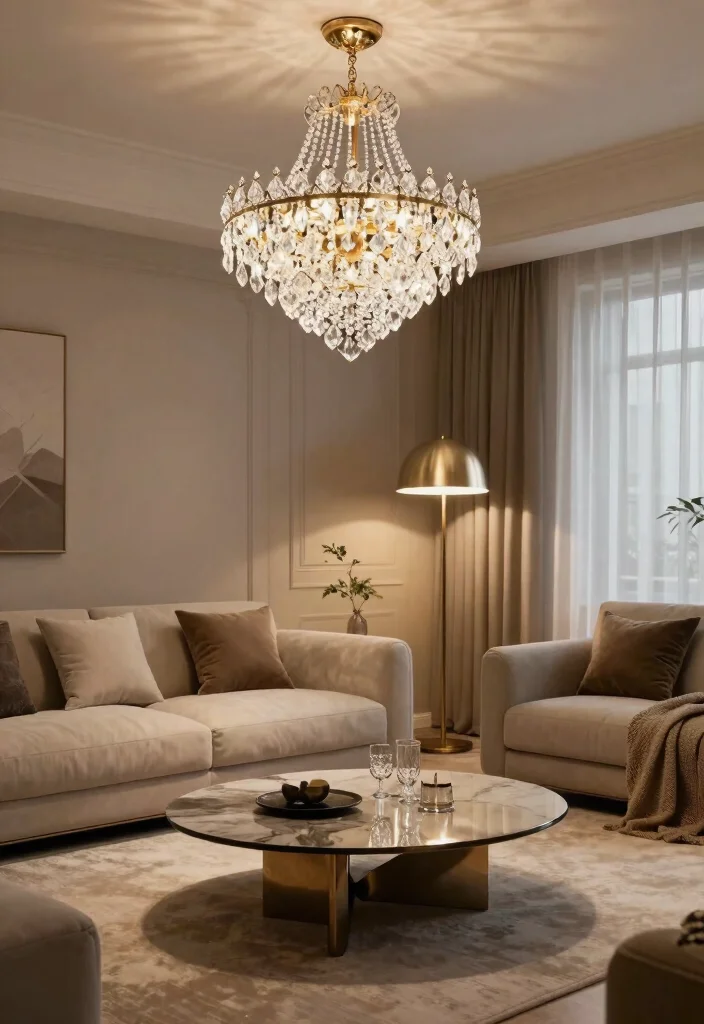 15 Glam Living Room Ideas That Will Transform Your Space Into a Chic Retreat! - 2. Glamorous Lighting Fixtures 1