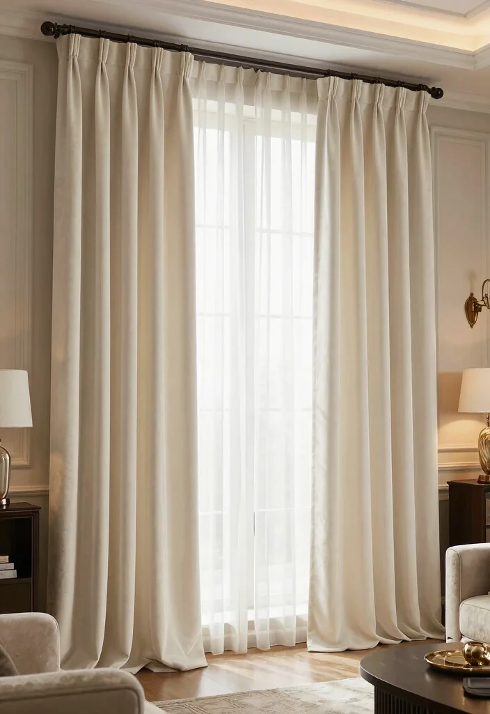 15 Glam Living Room Ideas That Will Transform Your Space Into a Chic Retreat! - 6. Elegant Window Treatments 1