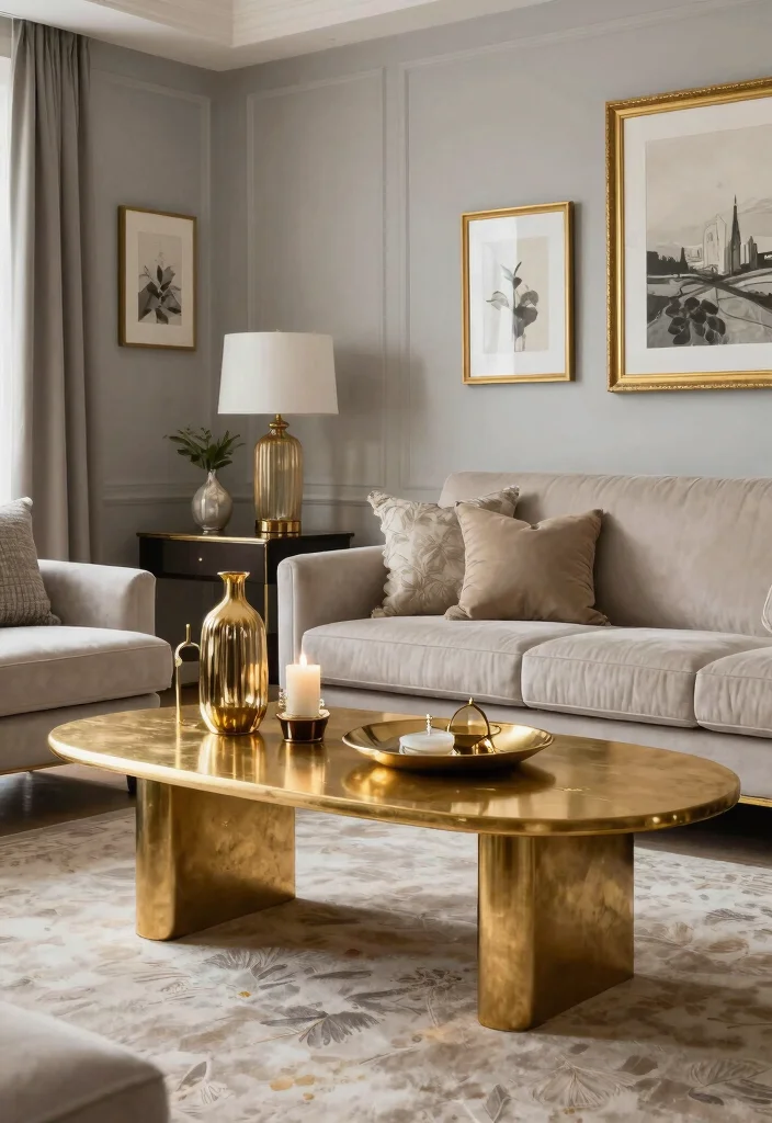 15 Glam Living Room Ideas That Will Transform Your Space Into a Chic Retreat! - 9. Incorporating Metallics 1