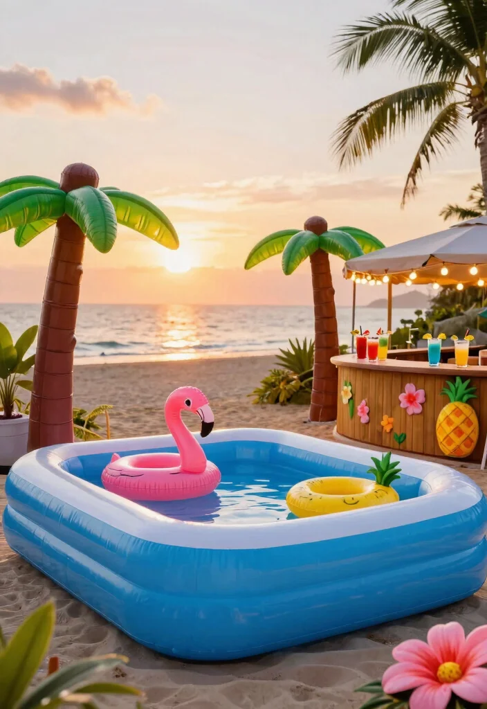 Backyard Inflatable Pool Ideas / 15+ Inflatable Pool Concepts That'll Make Your Backyard the Ultimate Summer Paradise! - 1. Tropical Paradise Pool 1