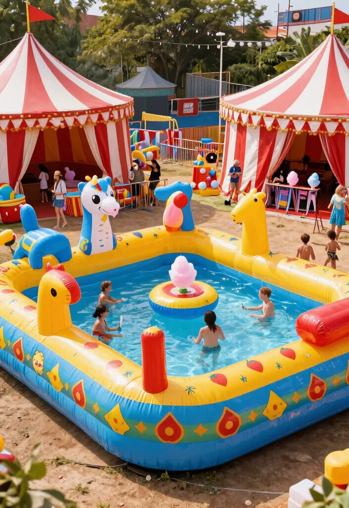 15+ Inflatable Pool Concepts That'll Make Your Backyard the Ultimate Summer Paradise! - 11. Circus Carnival Pool 1