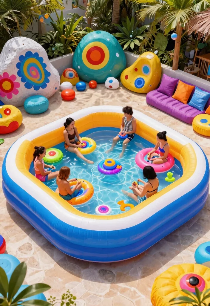 15+ Inflatable Pool Concepts That'll Make Your Backyard the Ultimate Summer Paradise! - 14. Artistic Splash Pool 1