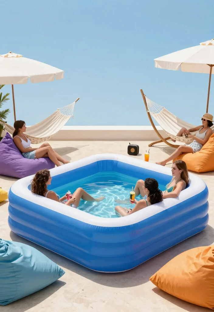 15+ Inflatable Pool Concepts That'll Make Your Backyard the Ultimate Summer Paradise! - 15. Chill Vibes Pool 1