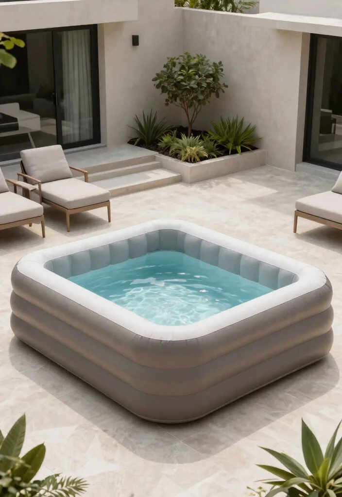 15+ Inflatable Pool Concepts That'll Make Your Backyard the Ultimate Summer Paradise! - 8. Modern Minimalist Pool 1