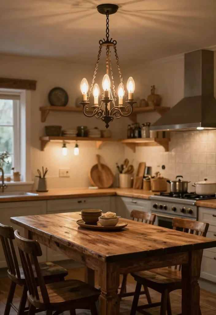 15+ Irresistible Primitive Kitchen Ideas That'll Bring Rustic Charm to Your Home! - 7. Rustic Lighting Fixtures 1