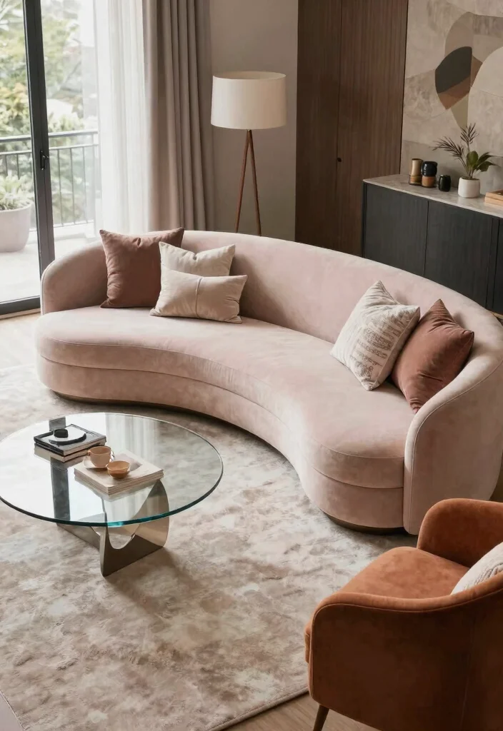15 Modern Sofa Concepts for Small Apartments That'll Transform Your Living Space! - 12. Curved Sofas 1