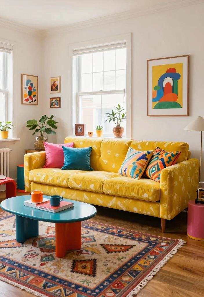 15 Modern Sofa Concepts for Small Apartments That'll Transform Your Living Space! - 13. Retro Revival 1