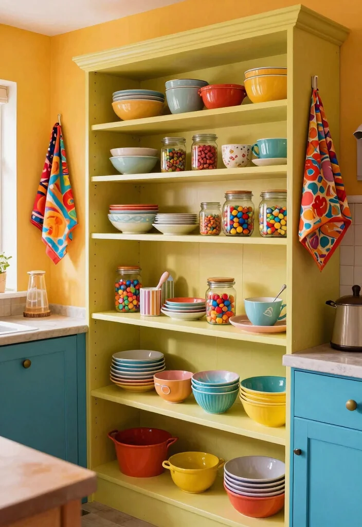 15 Open Pantry Shelving Ideas That'll Transform Your Kitchen into a Pinterest Dream! - 3. Colorful and Playful Displays 1