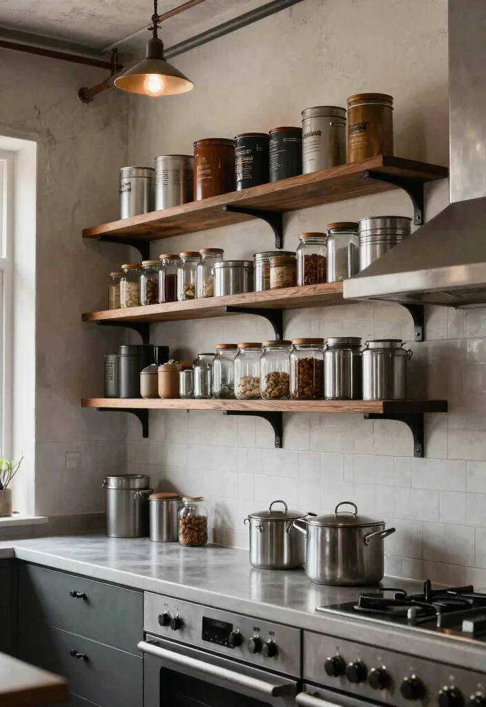 15 Open Pantry Shelving Ideas That'll Transform Your Kitchen into a Pinterest Dream! - 4. Industrial Chic Style 1