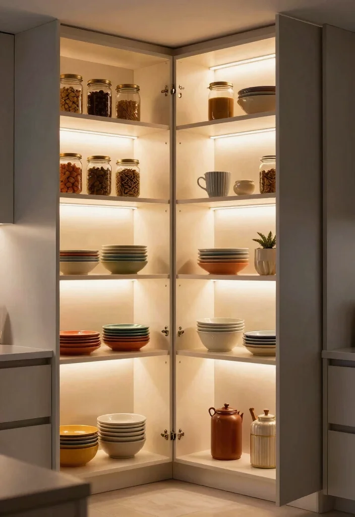 15 Open Pantry Shelving Ideas That'll Transform Your Kitchen into a Pinterest Dream! - 7. Open Shelving with Lighting 1