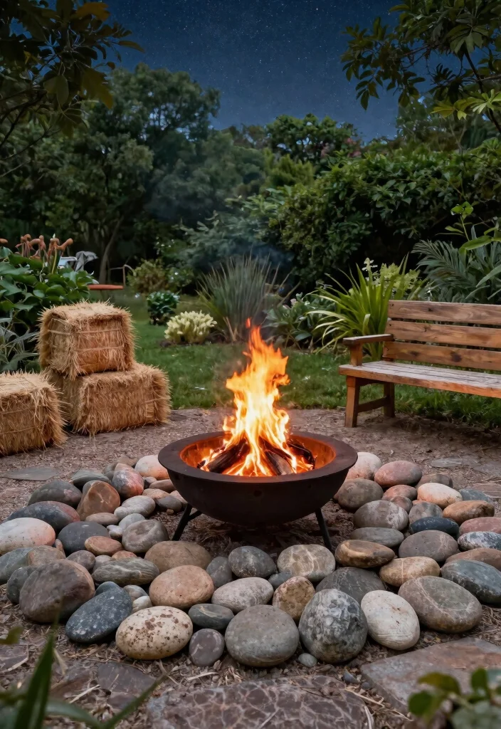 15 Rustic Fire Pit Design Ideas That'll Make Your Backyard the Coziest Spot Ever! - 13. River Rock Fire Pit 1