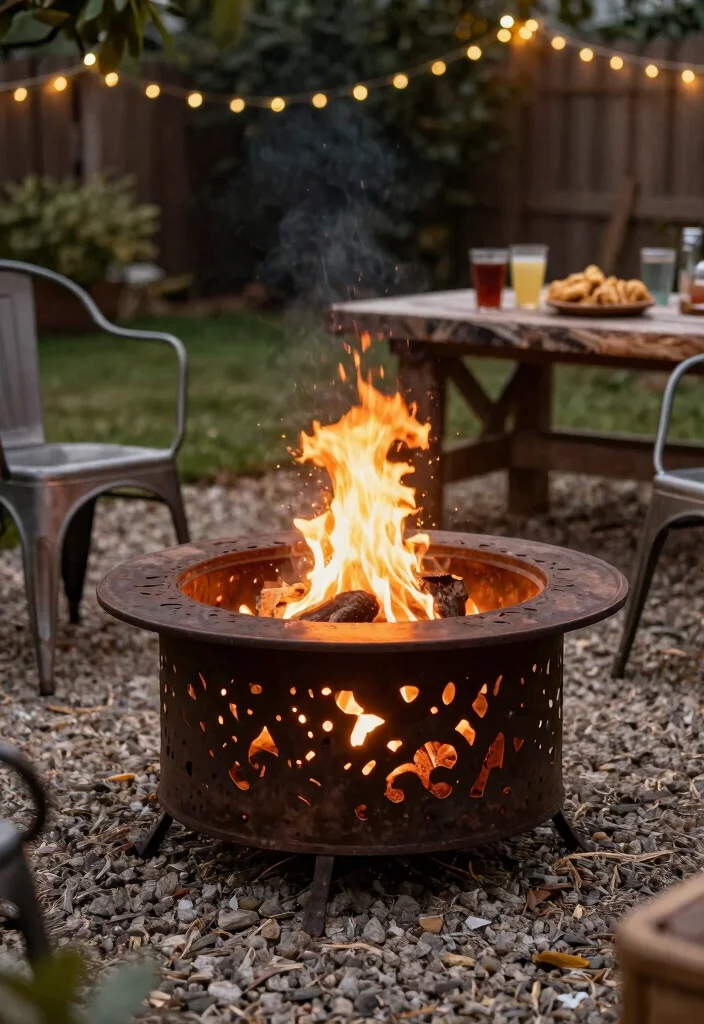 15 Rustic Fire Pit Design Ideas That'll Make Your Backyard the Coziest Spot Ever! - 4. Rustic Metal Fire Pit 1