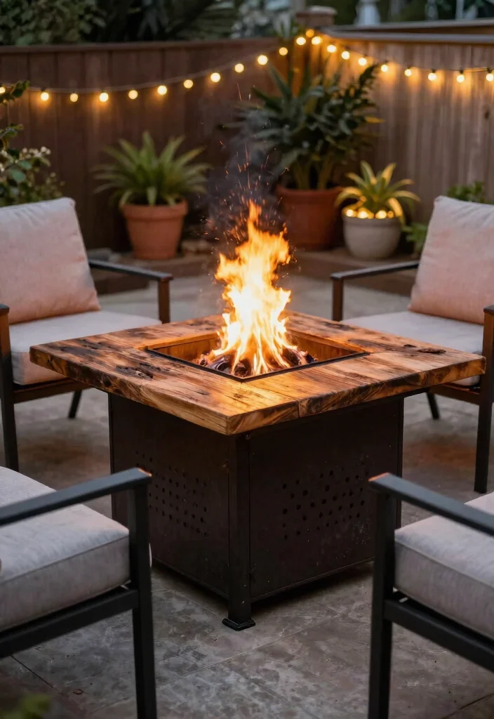15 Rustic Fire Pit Design Ideas That'll Make Your Backyard the Coziest Spot Ever! - 7. Elevated Fire Pit Table 1