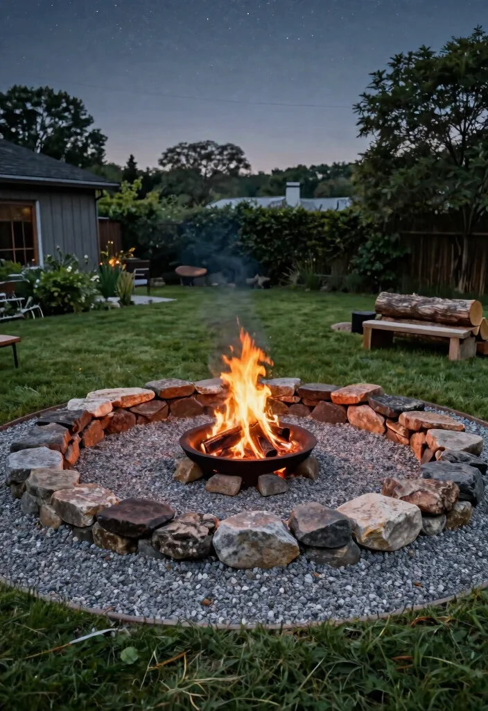15 Rustic Fire Pit Design Ideas That'll Make Your Backyard the Coziest Spot Ever! - 9. Gravel Pit Fire Ring 1