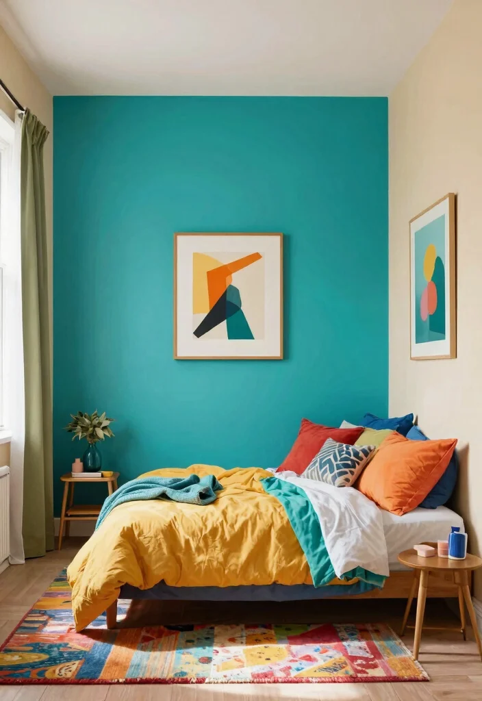15+ Small Bedroom Layout Ideas That'll Maximize Your Space and Style! 43 15+ Small Bedroom Layout Ideas That'll Maximize Your Space and Style! - 10. Color Blocking 1