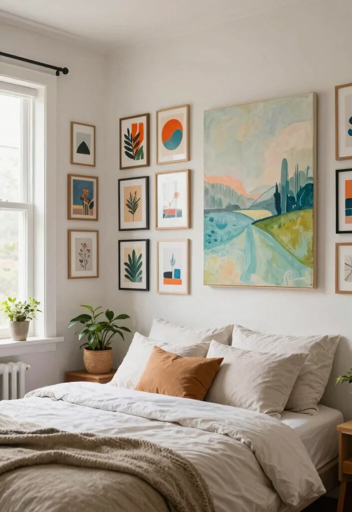 15+ Small Bedroom Layout Ideas That'll Maximize Your Space and Style! 44 15+ Small Bedroom Layout Ideas That'll Maximize Your Space and Style! - 11. Creative Wall Art 1