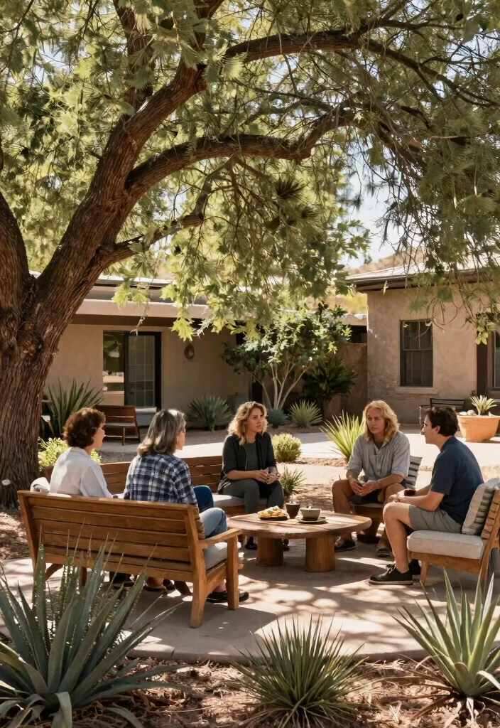 15 Stunning Arizona Front Yard Landscaping Ideas That Are Beautifully Sustainable! - 13. Shade and Seating Areas: Eco-Friendly Retreats 1