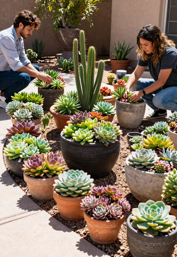 15 Stunning Arizona Front Yard Landscaping Ideas That Are Beautifully Sustainable! - 15. Colorful Succulent Arrangements: Drought-Resistant Beauty 1