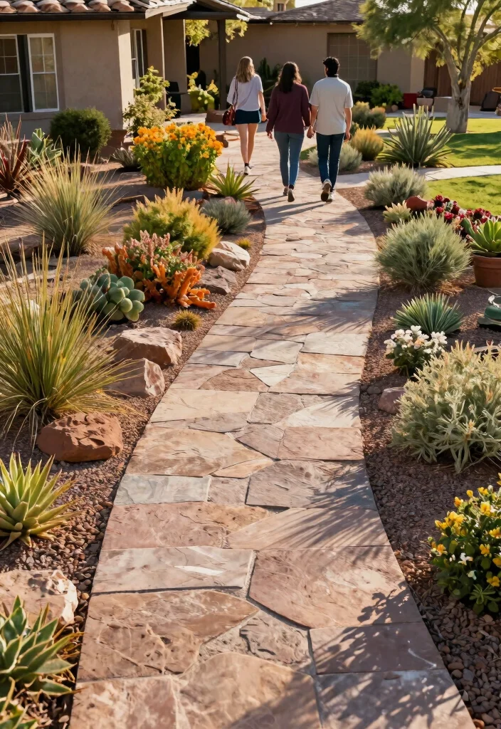 15 Stunning Arizona Front Yard Landscaping Ideas That Are Beautifully Sustainable! - 2. Stone Pathways: A Natural Touch 1