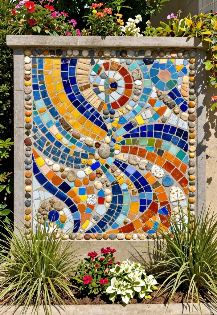 15 Stunning Front Yard Retaining Wall Ideas That Will Transform Your Curb Appeal Forever! - 10. Mosaic Retaining Walls 1