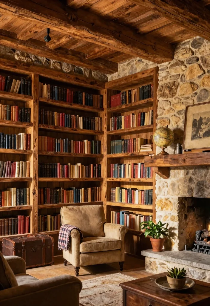 15 Stunning Home Library Design Ideas That'll Make You Want to Read All Day! 4 15 Stunning Home Library Design Ideas That'll Make You Want to Read All Day! - 3. Rustic Charm 1