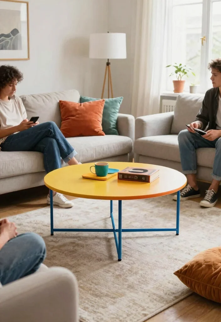 15 Stunning Metal Center Tables That Will Transform Your Living Room Into a Chic Haven! - 9. Bold Color Accents 1