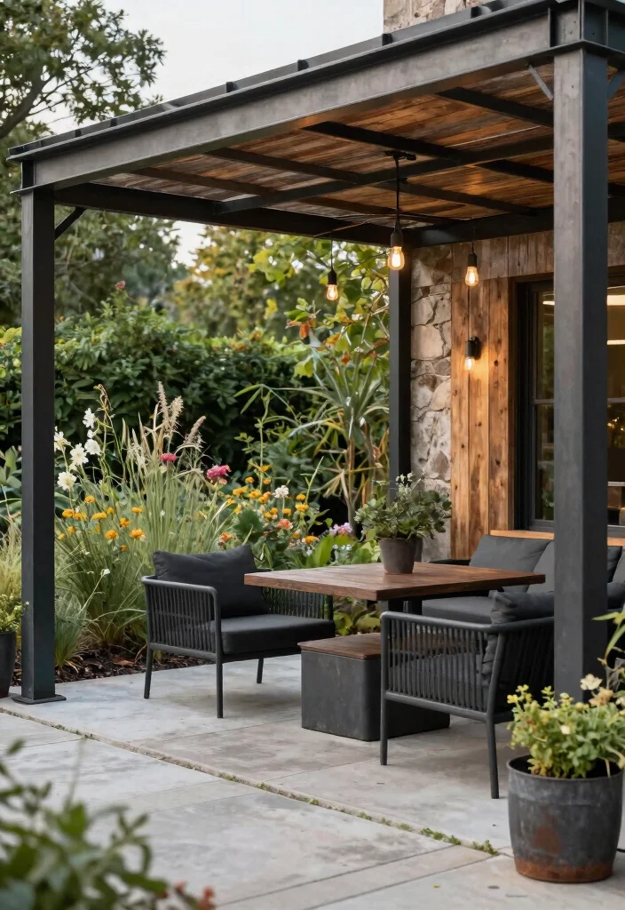 15 Stunning Metal Pergola Patio Ideas That Will Transform Your Backyard Forever! - 1. Industrial Chic 1