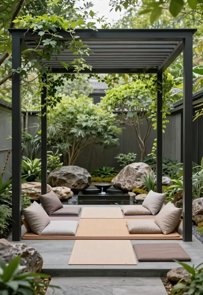 15 Stunning Metal Pergola Patio Ideas That Will Transform Your Backyard Forever! - 7. Zen Meditation Space 1