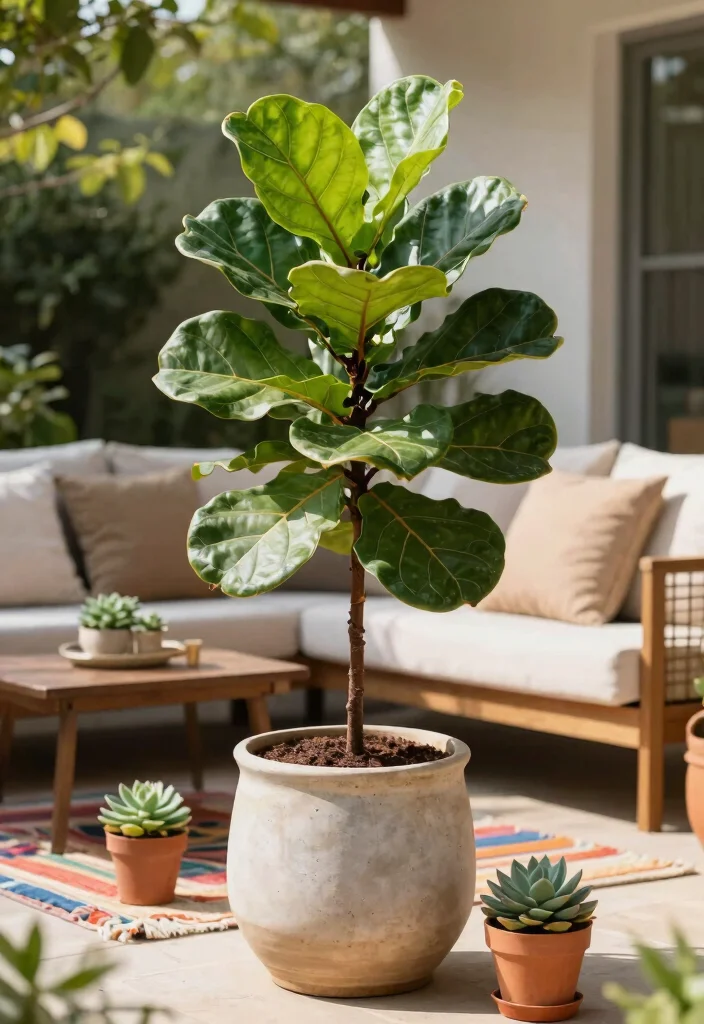 15 Stunning Outdoor Foliage Plants for Pots That Will Transform Your Space! - 1. Fiddle Leaf Fig (Ficus lyrata) 1