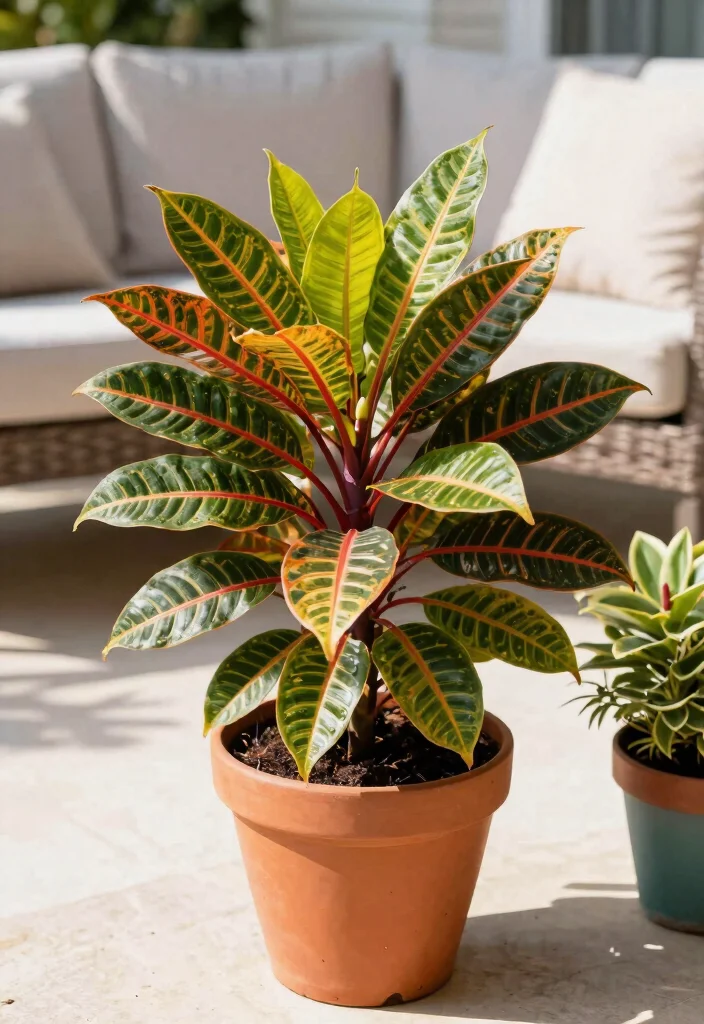 15 Stunning Outdoor Foliage Plants for Pots That Will Transform Your Space! - 10. Croton (Codiaeum variegatum) 1